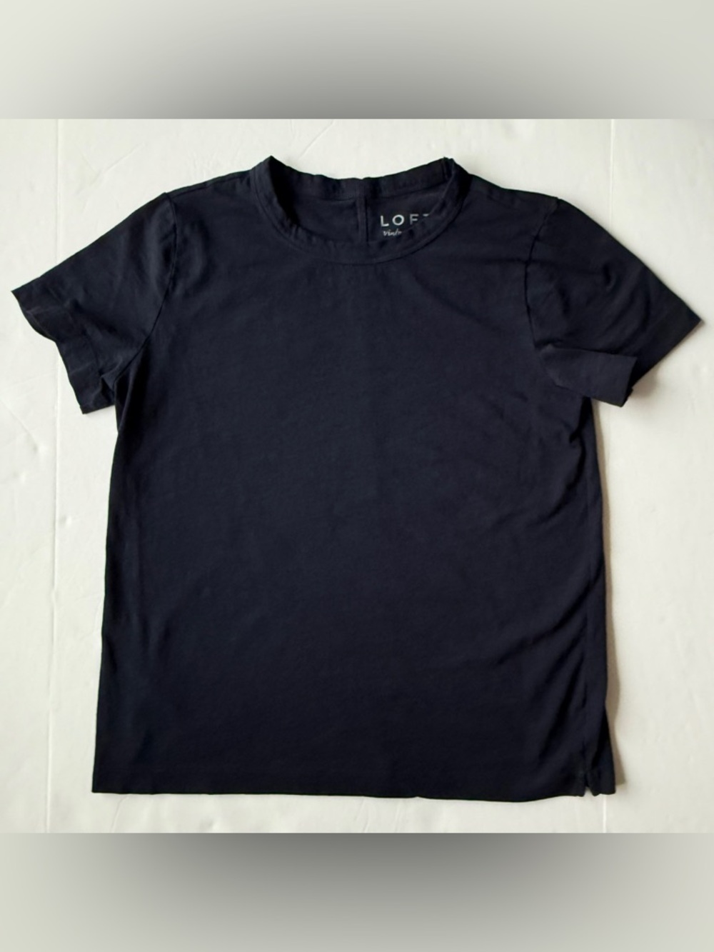 LOFT Everyday Crew Tee Shirt Navy Blue Short Sleeve Size S